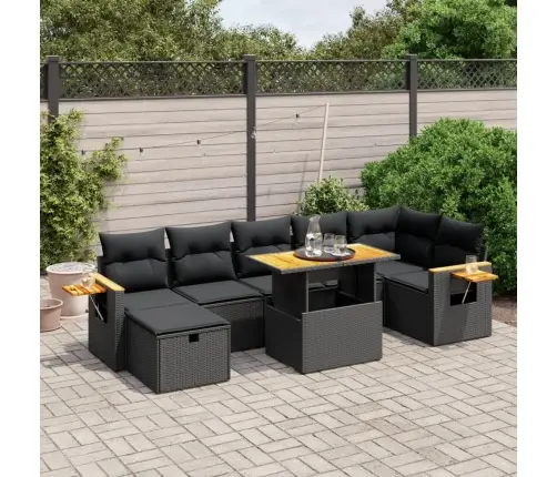 8-Osaline Aiadiivani Komplekt Patjadega, Must, Polürotang