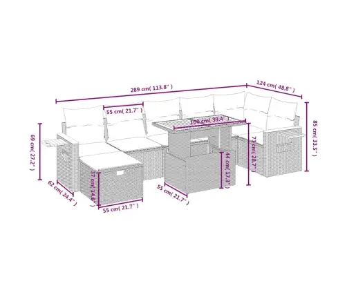 8-Daļīgs Dārza Dīvāna Komplekts, Matrači, Melna Pe Rotangpalma Vidaxl