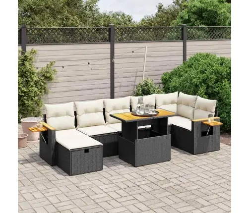 8-Daļīgs Dārza Dīvāna Komplekts, Matrači, Melna Pe Rotangpalma Vidaxl