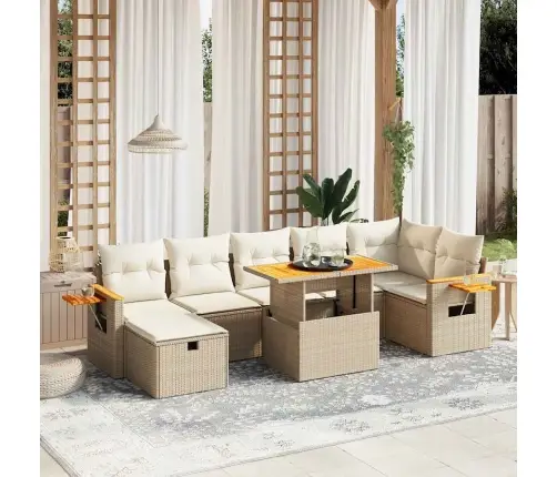 8-Osaline Aiadiivani Komplekt Patjadega, Beež, Polürotang