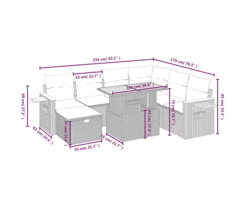 Sofos Komplektas Su Pagalvėlėmis, 8 Dalių, Juodas, Poliratanas