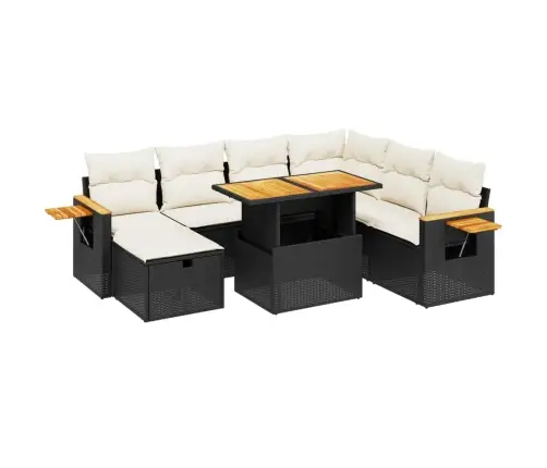 8-Daļīgs Dārza Dīvāna Komplekts, Matrači, Melna Pe Rotangpalma Vidaxl