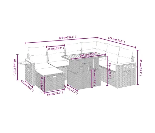8-Daļīgs Dārza Dīvāna Komplekts, Matrači, Melna Pe Rotangpalma Vidaxl
