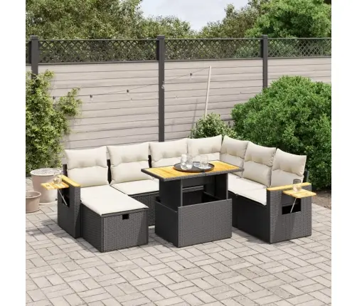 8-Daļīgs Dārza Dīvāna Komplekts, Matrači, Melna Pe Rotangpalma Vidaxl