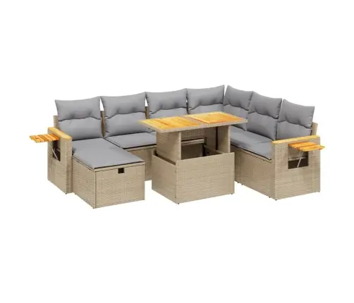 Sofos Komplektas Su Pagalvėlėmis, 8 Dalių, Smėlio, Poliratanas