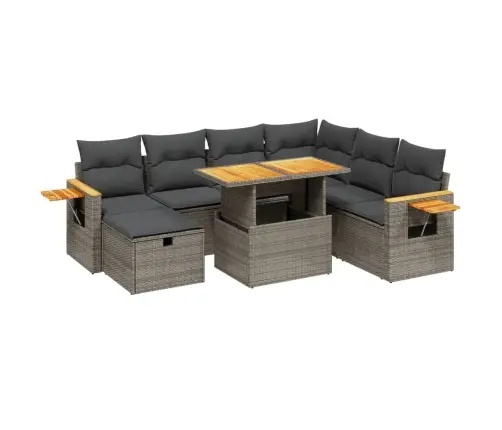 8-Daļīgs Dārza Dīvāna Komplekts Ar Matračiem, Pelēks Pe Pinums Vidaxl