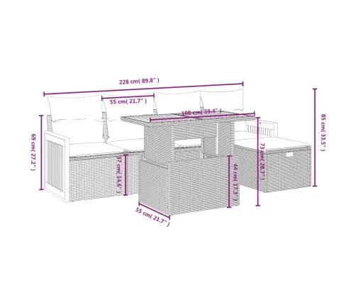 Sofos Komplektas Su Pagalvėlėmis, 6 Dalių, Juodas, Poliratanas