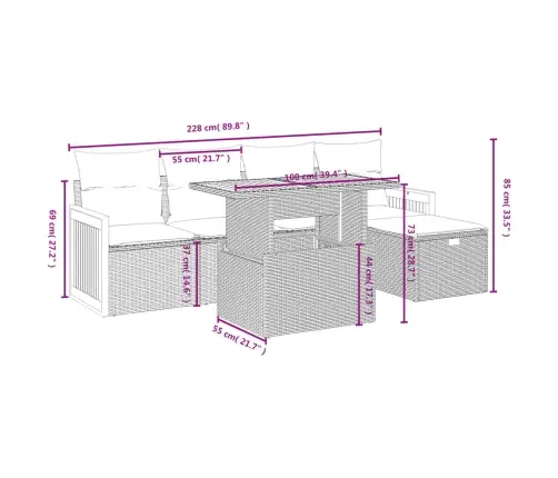 6-Osaline Aiadiivani Komplekt Patjadega, Must, Polürotang