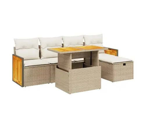 6-Daļīgs Dārza Dīvāna Komplekts, Matrači, Bēša Pe Rotangpalma Vidaxl