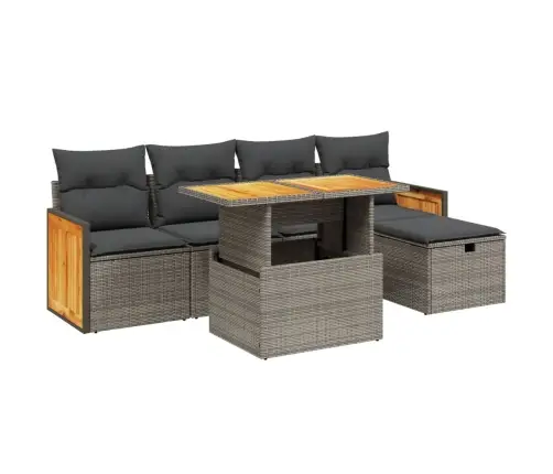 6-Daļīgs Dārza Dīvāna Komplekts Ar Matračiem, Pelēks Pe Pinums Vidaxl