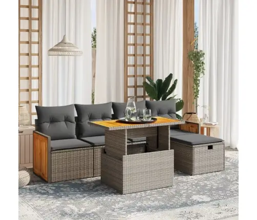 Sofos Komplektas Su Pagalvėlėmis, 6 Dalių, Pilkas, Poliratanas