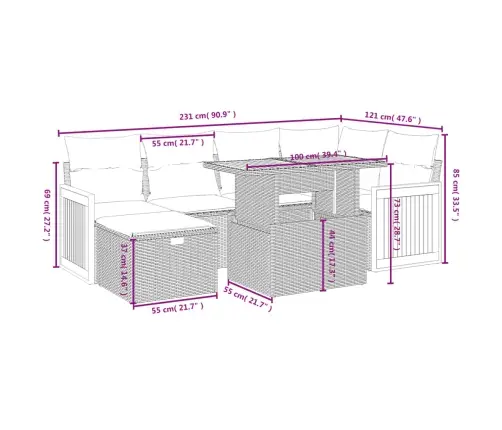 7-Daļīgs Dārza Dīvāna Komplekts Ar Matračiem, Melna Pe Vidaxl