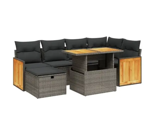 7-Daļīgs Dārza Dīvāna Komplekts, Matrači, Pelēka Pe Rotangpalma Vidaxl