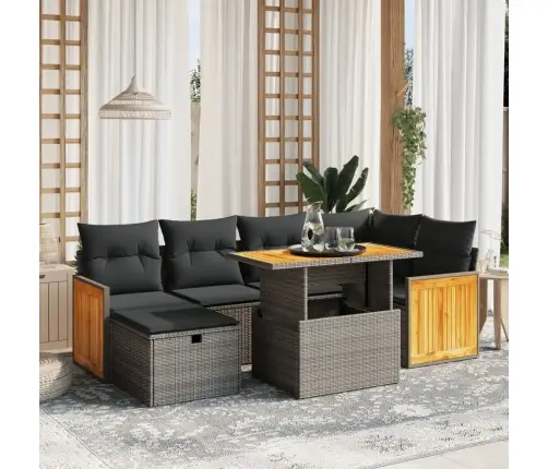 7-Daļīgs Dārza Dīvāna Komplekts, Matrači, Pelēka Pe Rotangpalma Vidaxl