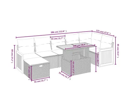 8-Daļīgs Dārza Dīvāna Komplekts, Matrači, Melna Pe Rotangpalma Vidaxl