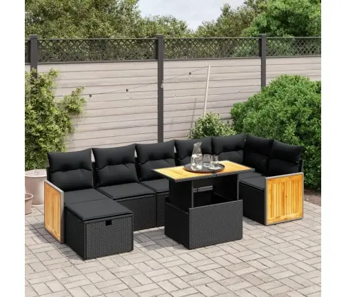 8-Daļīgs Dārza Dīvāna Komplekts, Matrači, Melna Pe Rotangpalma Vidaxl