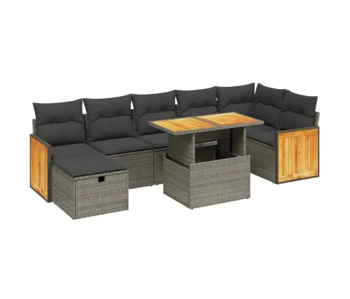 8-Daļīgs Dārza Dīvāna Komplekts Ar Matračiem, Pelēks Pe Pinums Vidaxl