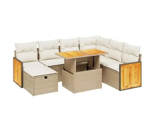 8-Osaline Aiadiivani Komplekt Patjadega, Beež, Polürotang