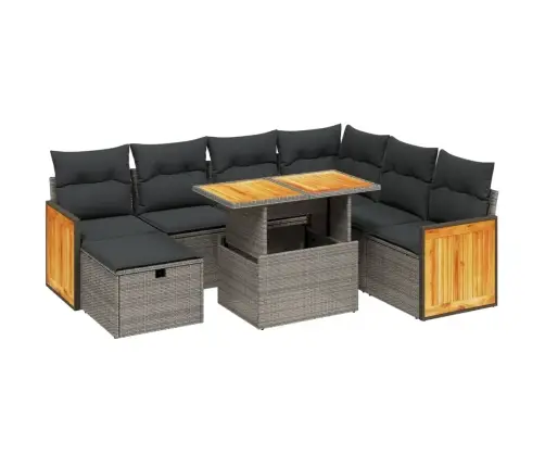 8-Daļīgs Dārza Dīvāna Komplekts Ar Matračiem, Pelēks Pe Pinums Vidaxl