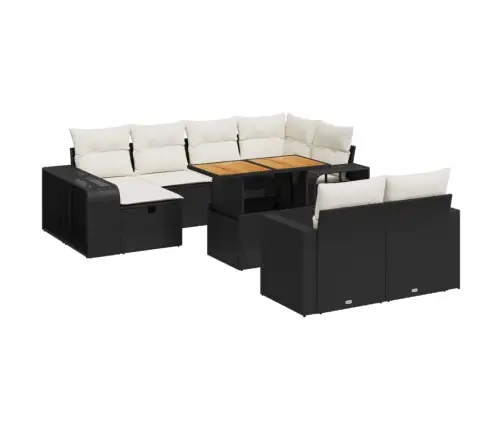 11-Daļīgs Dārza Dīvāna Komplekts, Matrači, Melna Pe Rotangpalma Vidaxl