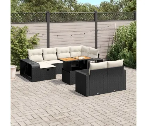 11-Daļīgs Dārza Dīvāna Komplekts, Matrači, Melna Pe Rotangpalma Vidaxl