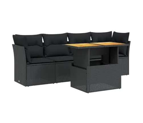 Sodo Komplektas Su Pagalvėlėmis, 5 Dalių, Juodas, Poliratanas