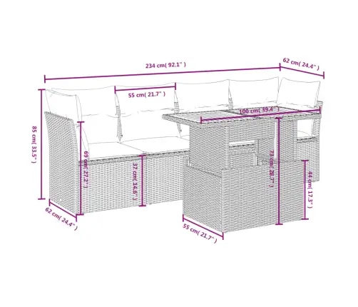 Sodo Komplektas Su Pagalvėlėmis, 5 Dalių, Juodas, Poliratanas