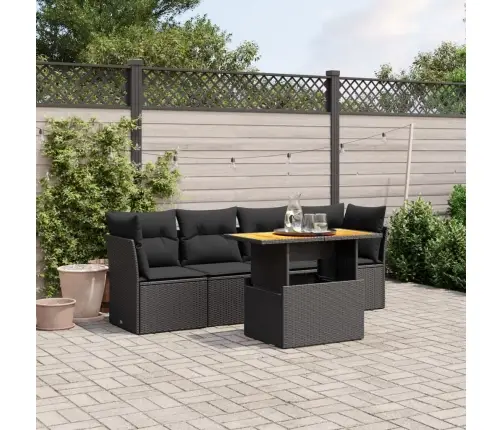 Sodo Komplektas Su Pagalvėlėmis, 5 Dalių, Juodas, Poliratanas