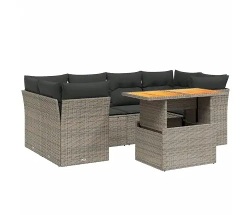 7-Daļīgs Dārza Dīvāna Komplekts, Matrači, Pelēka Pe Rotangpalma Vidaxl