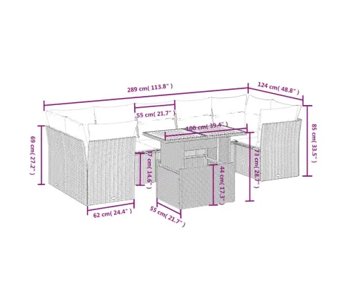 8-Osaline Aiadiivani Komplekt Patjadega, Must, Polürotang