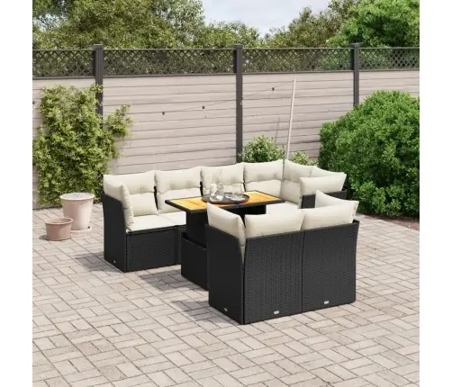8-Daļīgs Dārza Dīvāna Komplekts, Matrači, Melna Pe Rotangpalma Vidaxl