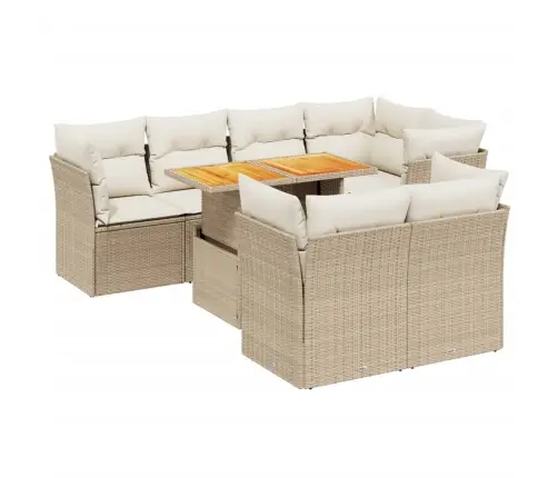 8-Daļīgs Dārza Dīvāna Komplekts, Matrači, Bēša Pe Rotangpalma Vidaxl 8-Daļīgs Dārza Dīvāna Komplekts, Matrači, Bēša Pe Rotangpalma Vidaxl