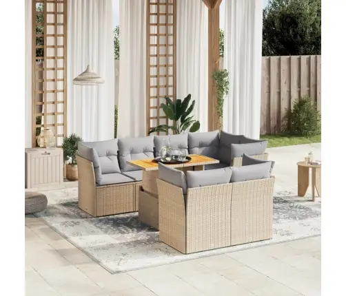 8-Osaline Aiadiivani Komplekt Patjadega, Beež, Polürotang