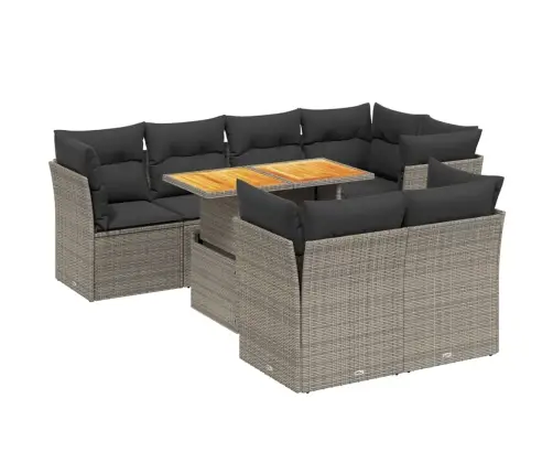 Sodo Komplektas Su Pagalvėlėmis, 8 Dalių, Pilkas, Poliratanas