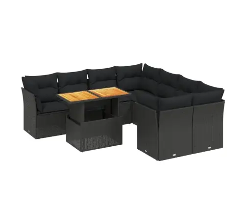 Sodo Komplektas Su Pagalvėlėmis, 9 Dalių, Juodas, Poliratanas