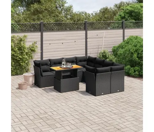 Sodo Komplektas Su Pagalvėlėmis, 9 Dalių, Juodas, Poliratanas