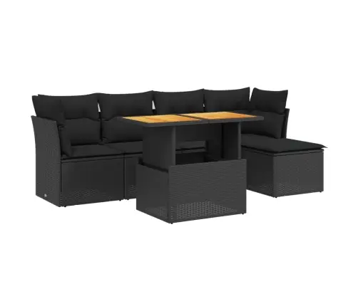 6-Daļīgs Dārza Dīvāna Komplekts, Matrači, Melna Pe Rotanpalma Vidaxl