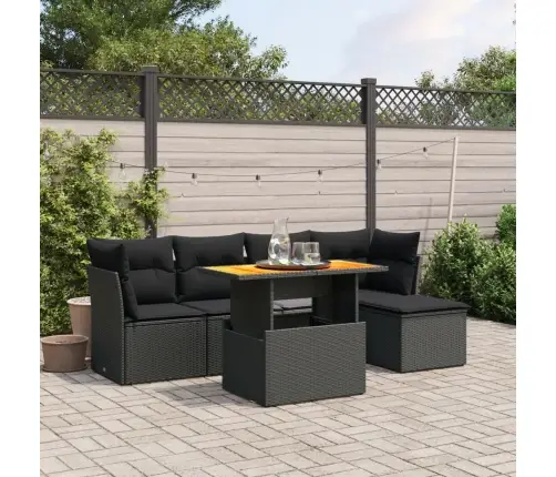 6-Daļīgs Dārza Dīvāna Komplekts, Matrači, Melna Pe Rotanpalma Vidaxl