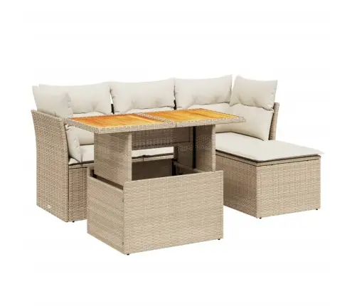 6-Daļīgs Dārza Dīvāna Komplekts, Matrači, Bēša Pe Rotangpalma Vidaxl