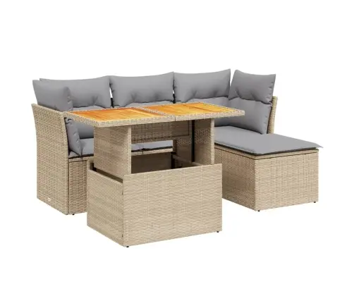 6-Daļīgs Dārza Dīvāna Komplekts, Matrači, Bēša Pe Rotangpalma Vidaxl