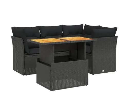 5-Daļīgs Dārza Dīvāna Komplekts Ar Matračiem, Pe Rotangpalma Vidaxl