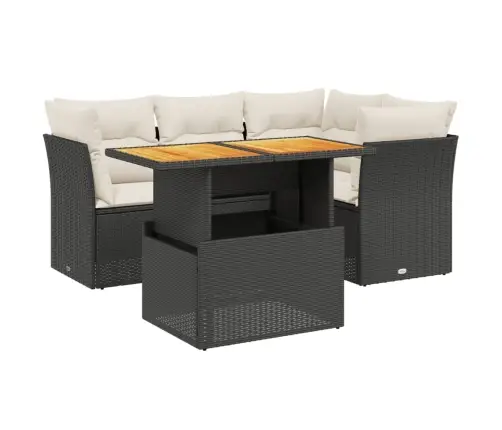 5-Daļīgs Dārza Dīvāna Komplekts Ar Matračiem, Pe Rotangpalma Vidaxl