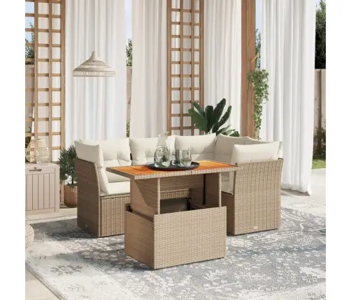 5-Osaline Aiadiivani Komplekt Patjadega, Beež, Polürotang