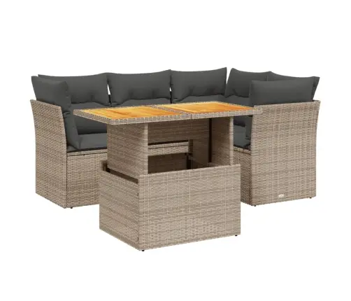 5-Osaline Aiamööblikomplekt Istmepatjadega, Polürotang, Hall