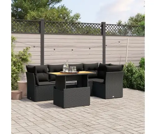 Sodo Komplektas Su Pagalvėlėmis, 5 Dalių, Juodas, Poliratanas