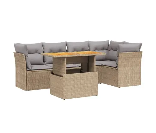 5-Daļīgs Dārza Dīvāna Komplekts, Matrači, Bēša Pe Rotangpalma Vidaxl