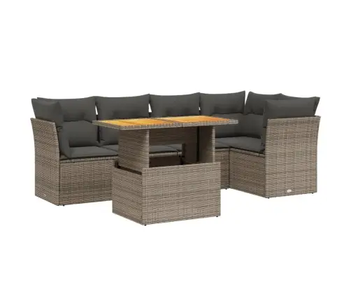 5-Daļīgs Dārza Dīvāna Komplekts Ar Matračiem, Pelēks Pe Pinums Vidaxl