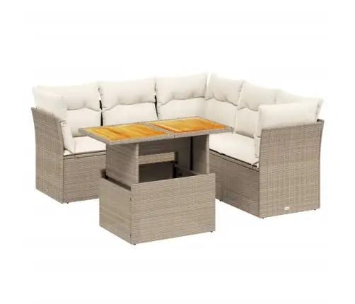 5-Daļīgs Dārza Dīvāna Komplekts, Matrači, Bēša Pe Rotangpalma Vidaxl