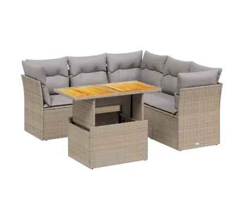 5-Daļīgs Dārza Dīvāna Komplekts, Matrači, Bēša Pe Rotangpalma Vidaxl