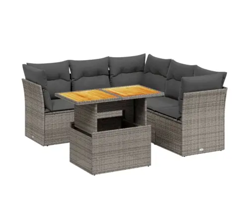 5-Daļīgs Dārza Dīvāna Komplekts Ar Matračiem, Pelēks Pe Pinums Vidaxl